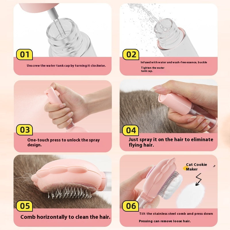 Self Cleaning Dog Brush with Spray for Easy Grooming