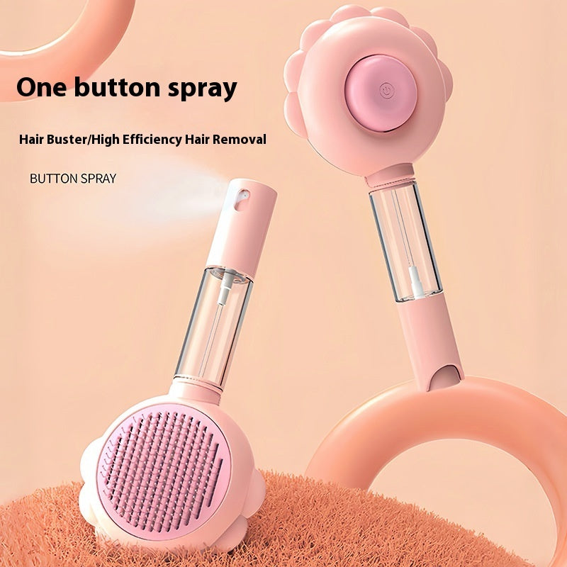 Self Cleaning Dog Brush with Spray for Easy Grooming