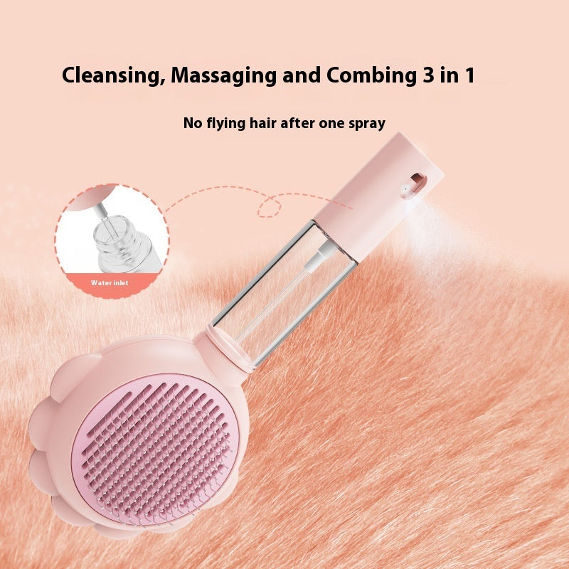 Self Cleaning Dog Brush with Spray for Easy Grooming