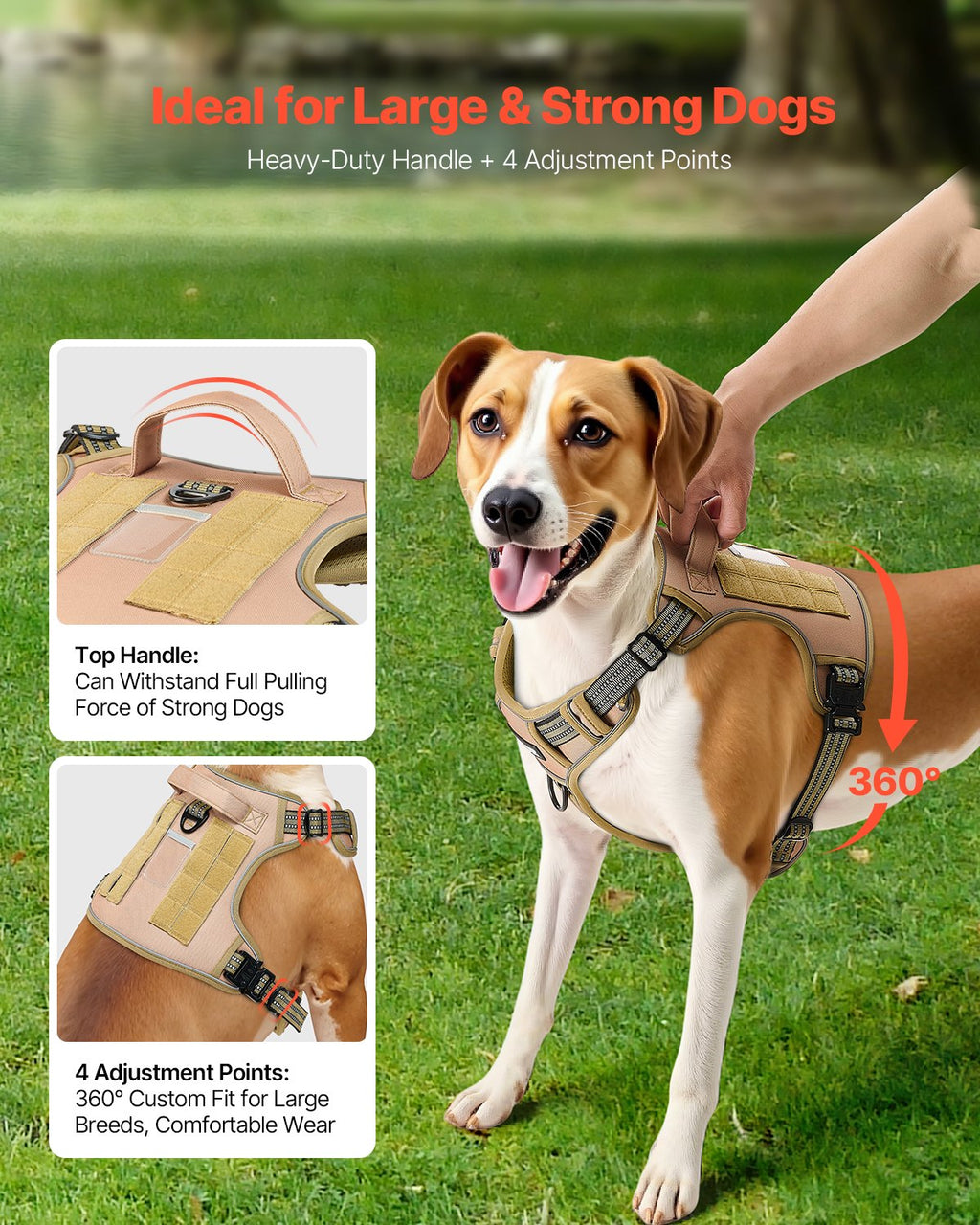 Adjustable Tactical Dog Harness for Large Dogs Easy Control Walks