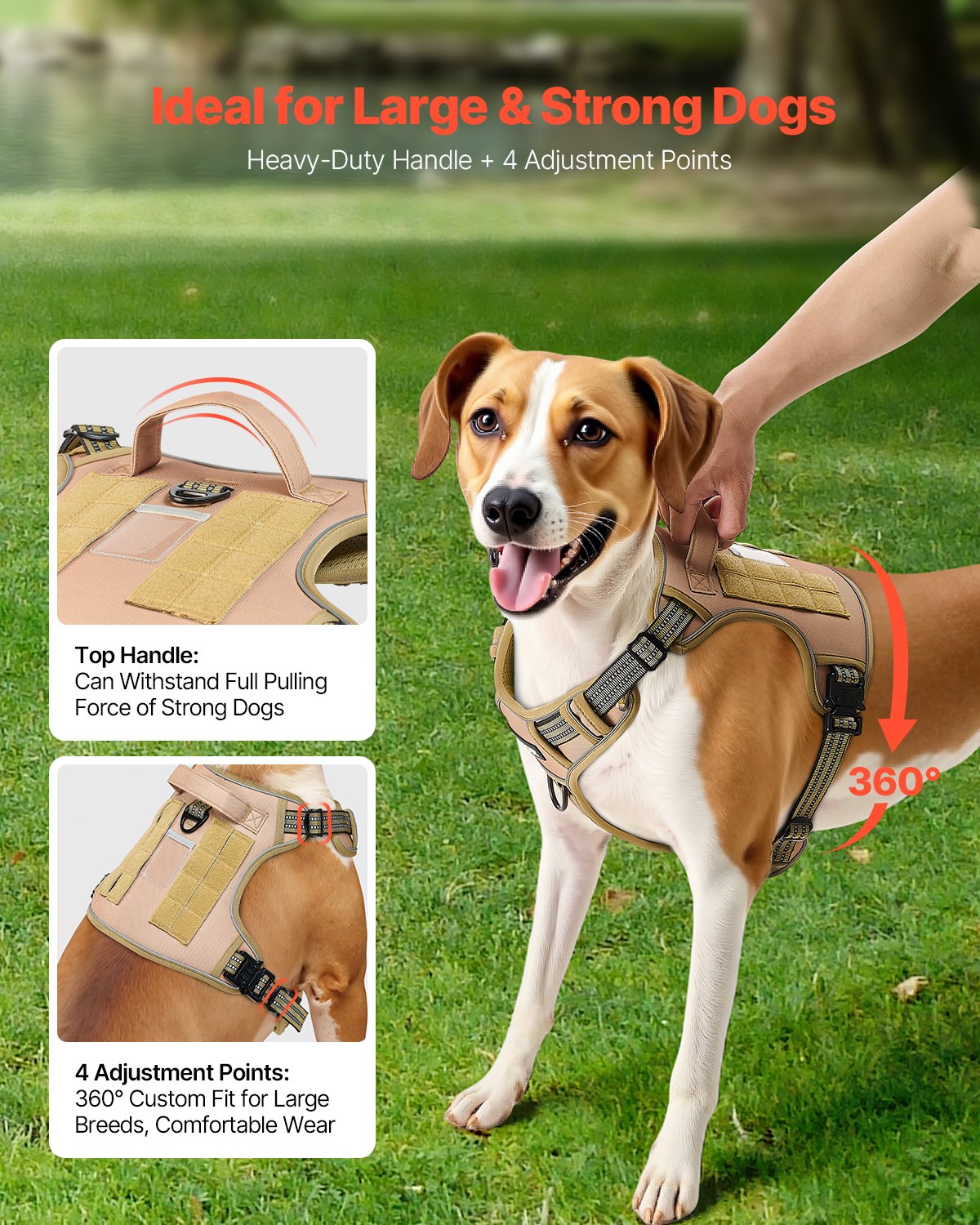 Adjustable Tactical Dog Harness for Large Dogs Easy Control Walks