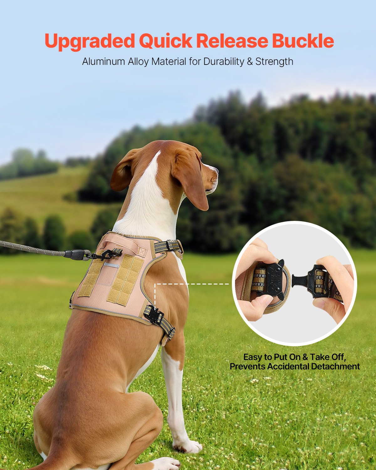 Adjustable Tactical Dog Harness for Large Dogs Easy Control Walks