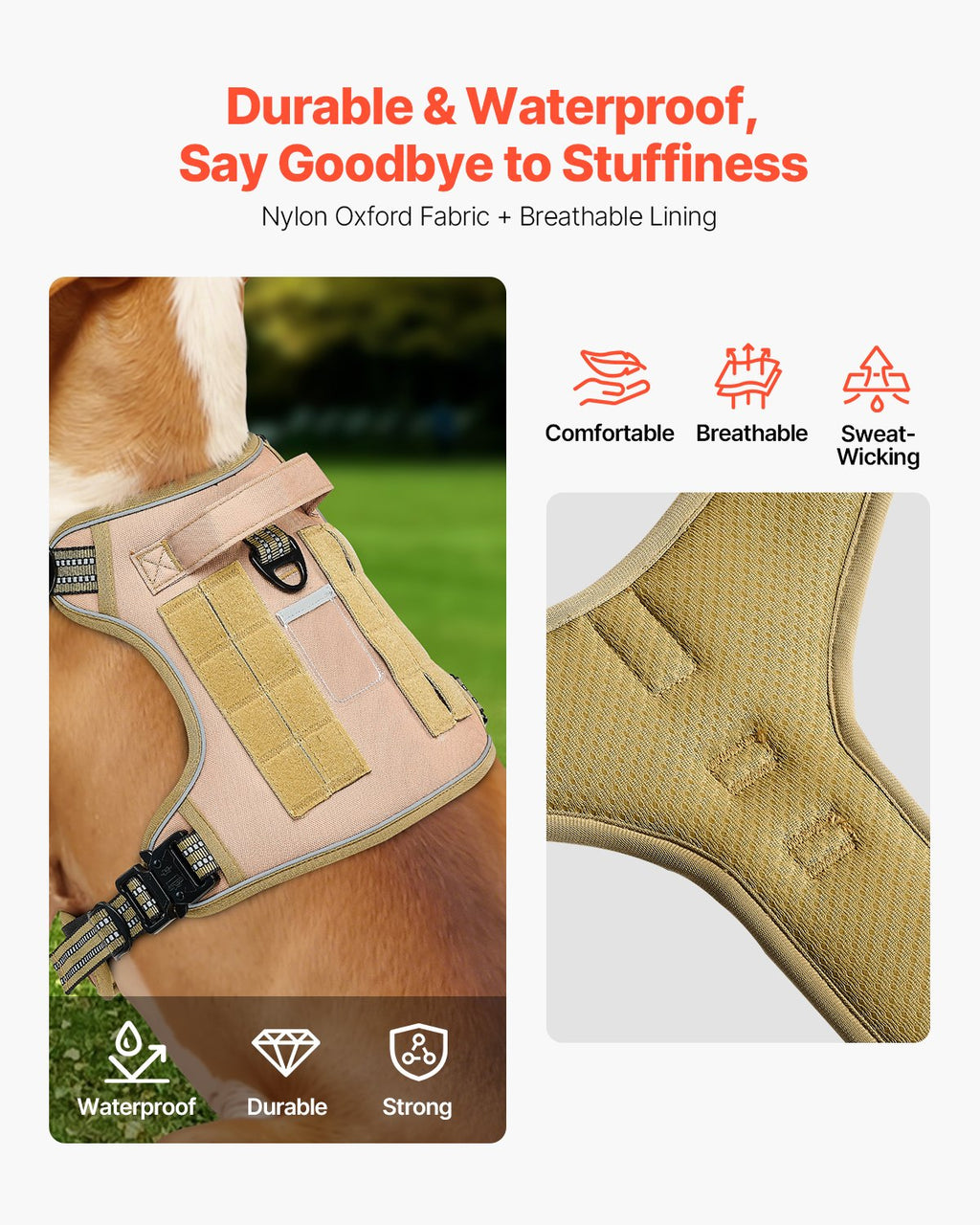 Adjustable Tactical Dog Harness for Large Dogs Easy Control Walks