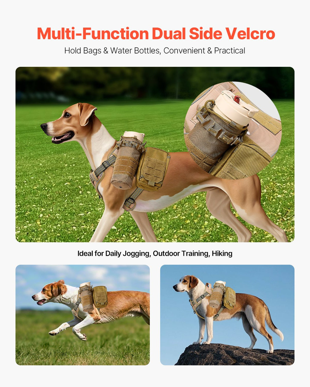 Adjustable Tactical Dog Harness for Large Dogs Easy Control Walks