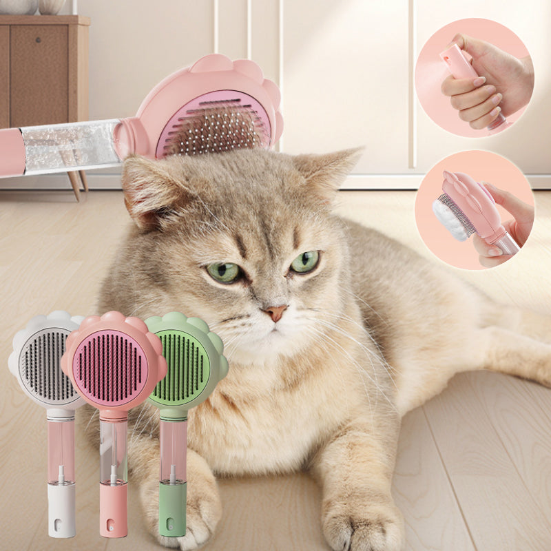 Self Cleaning Dog Brush with Spray for Easy Grooming