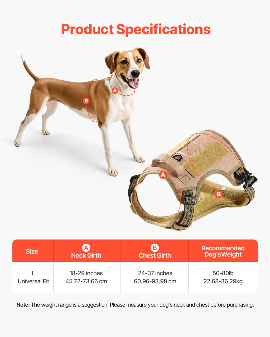 Adjustable Tactical Dog Harness for Large Dogs Easy Control Walks