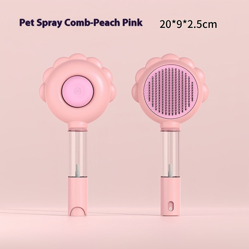 Self Cleaning Dog Brush with Spray for Easy Grooming